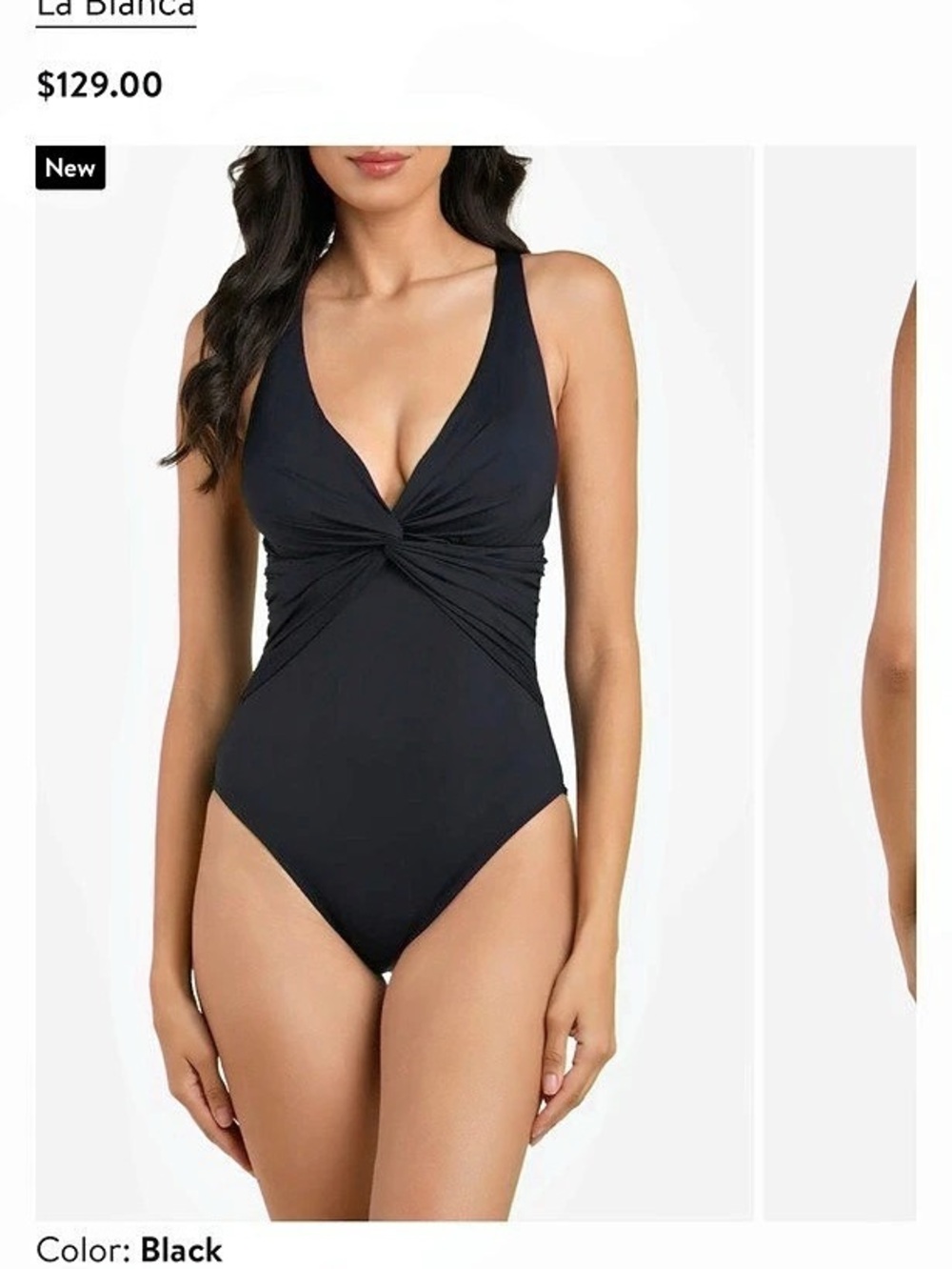 La Blanca Island Plunge One-Piece Swimsuit Black Size 8